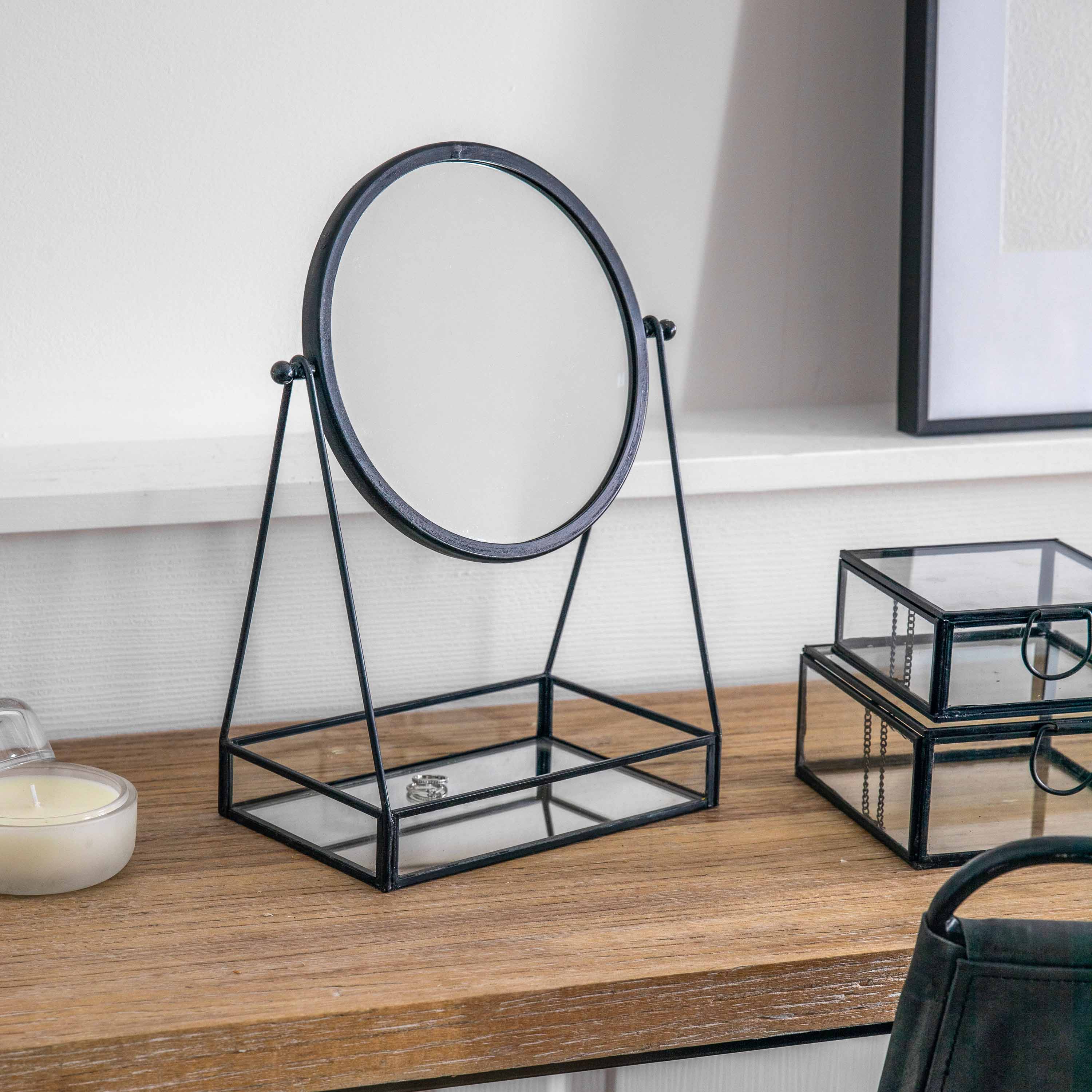 Lara Desk Mirror with Tray Black 220x140x335mm