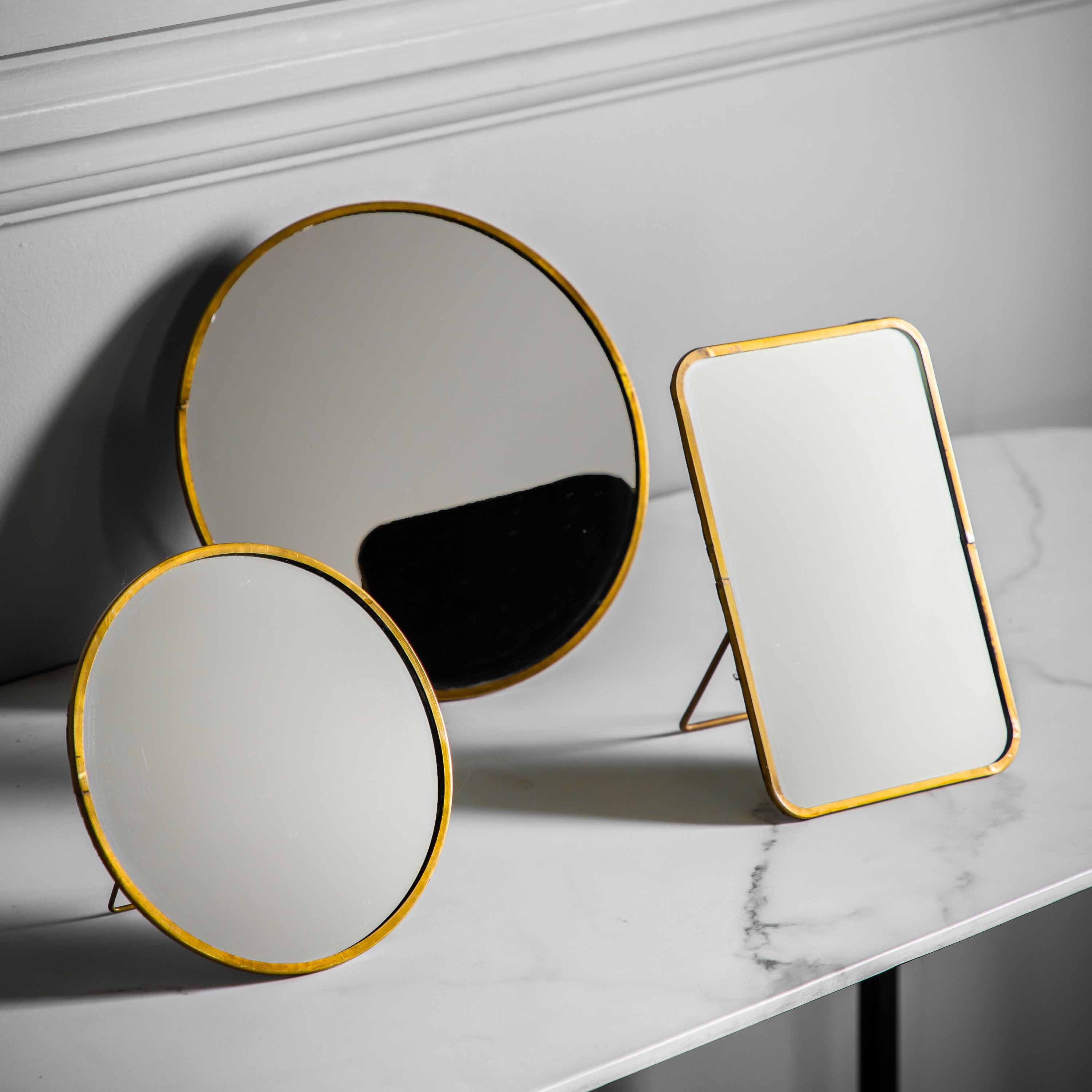 Nala Mirror with Stand Antique Brass D150mm