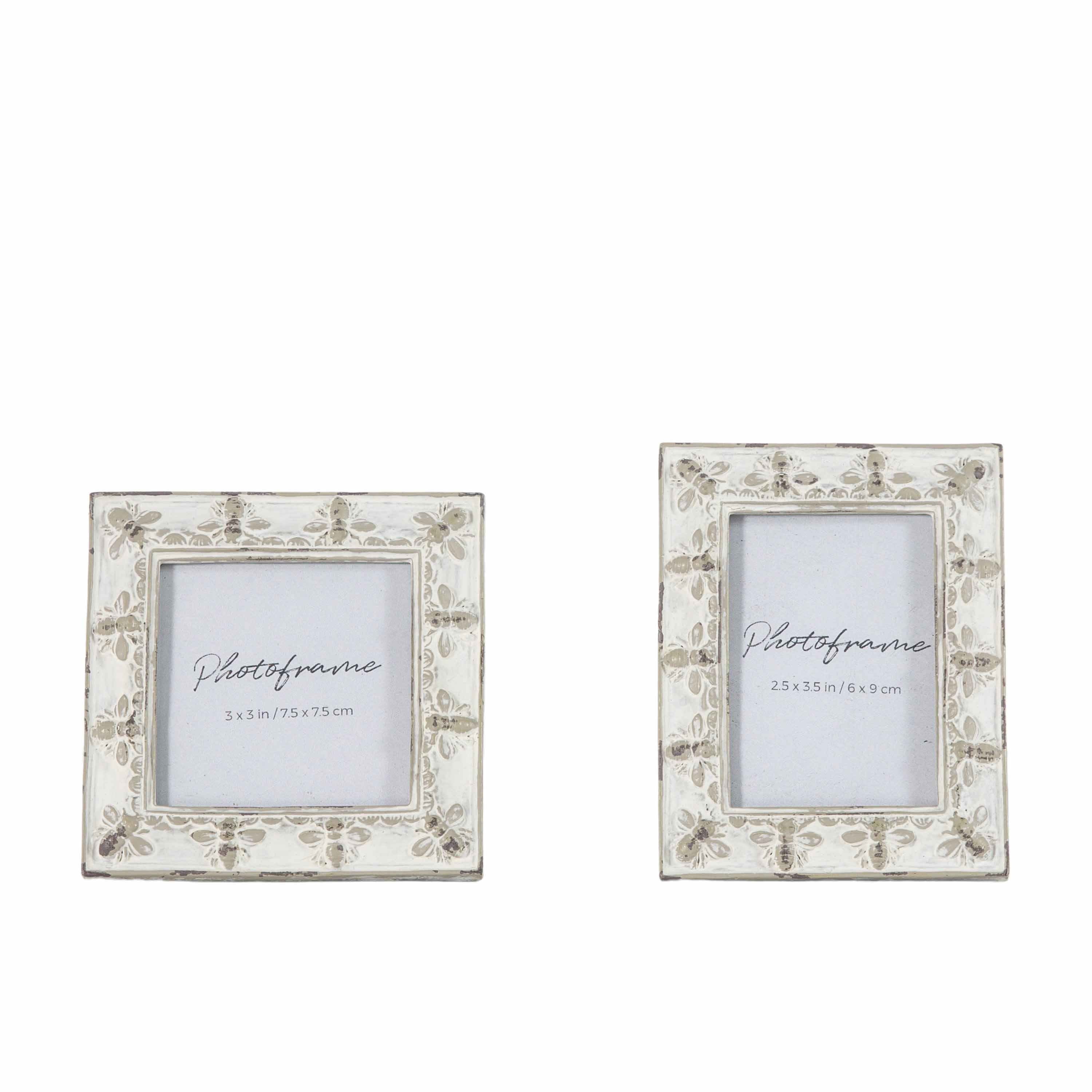 Honey Bee Photo Frame Mini Antq Grey (Set of 2)