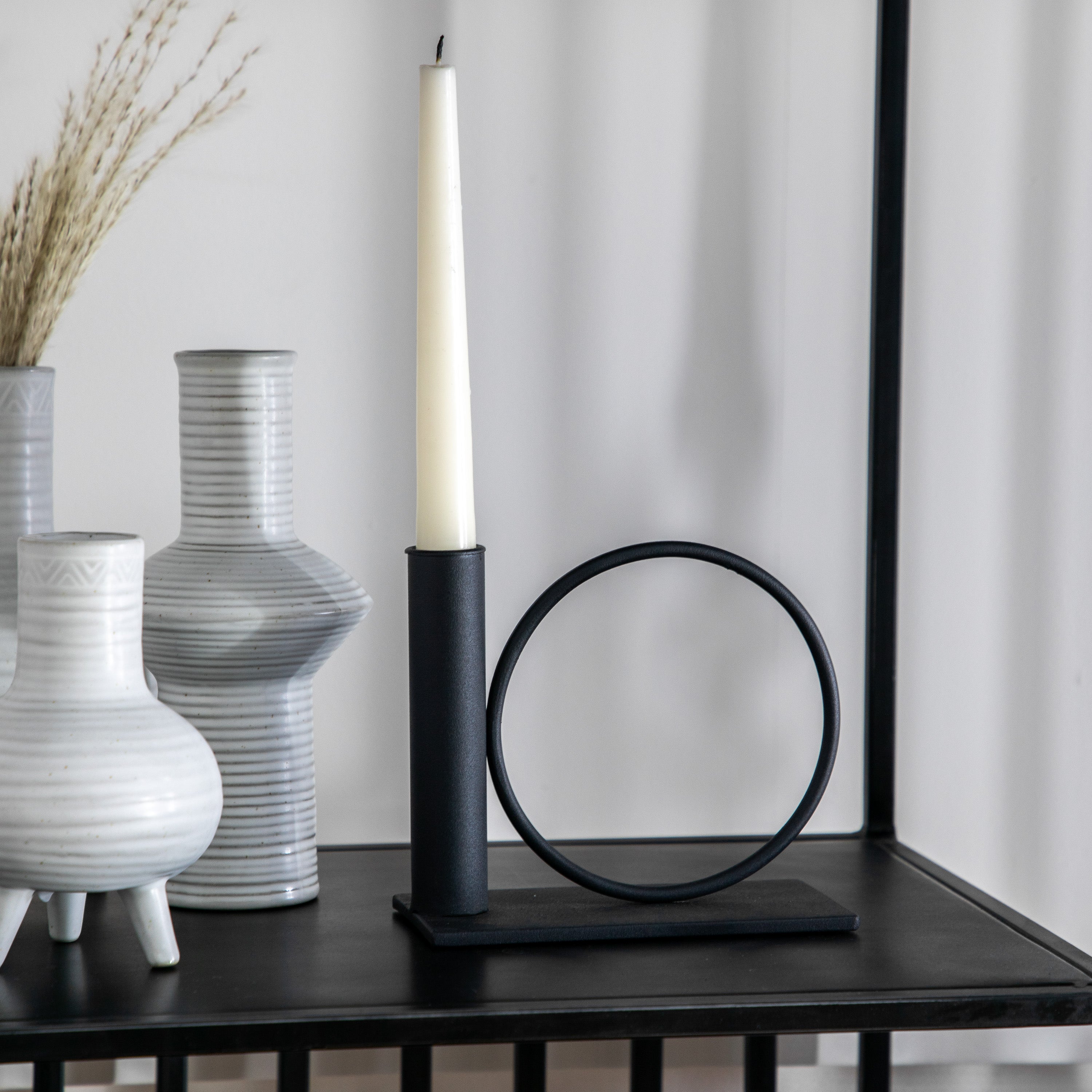 Yara Candlestick Metal Black