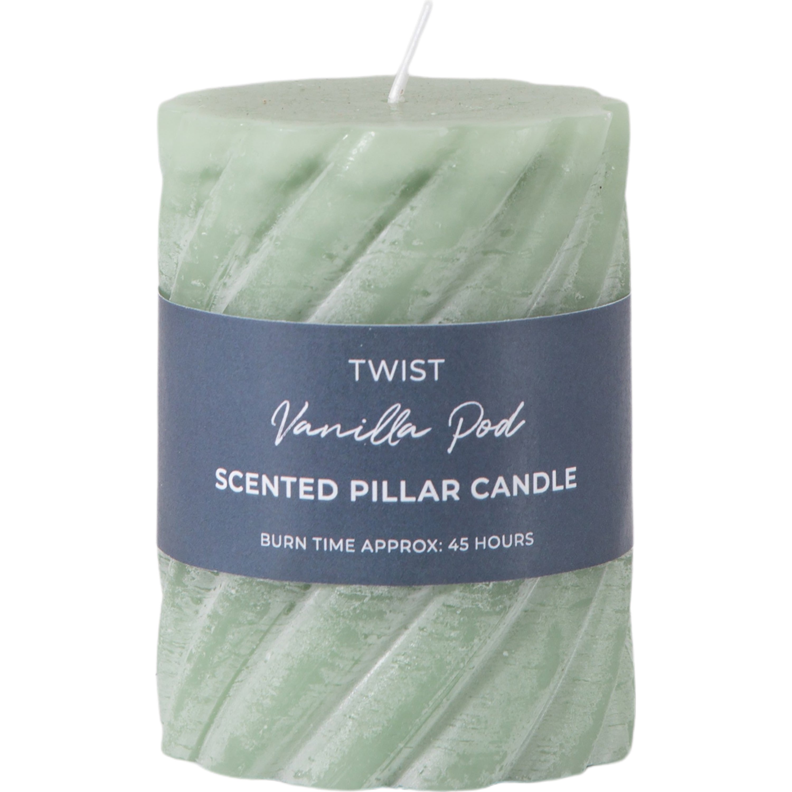 Vanilla Pillar Candle Twist Sage (2pk) - 3 Sizes