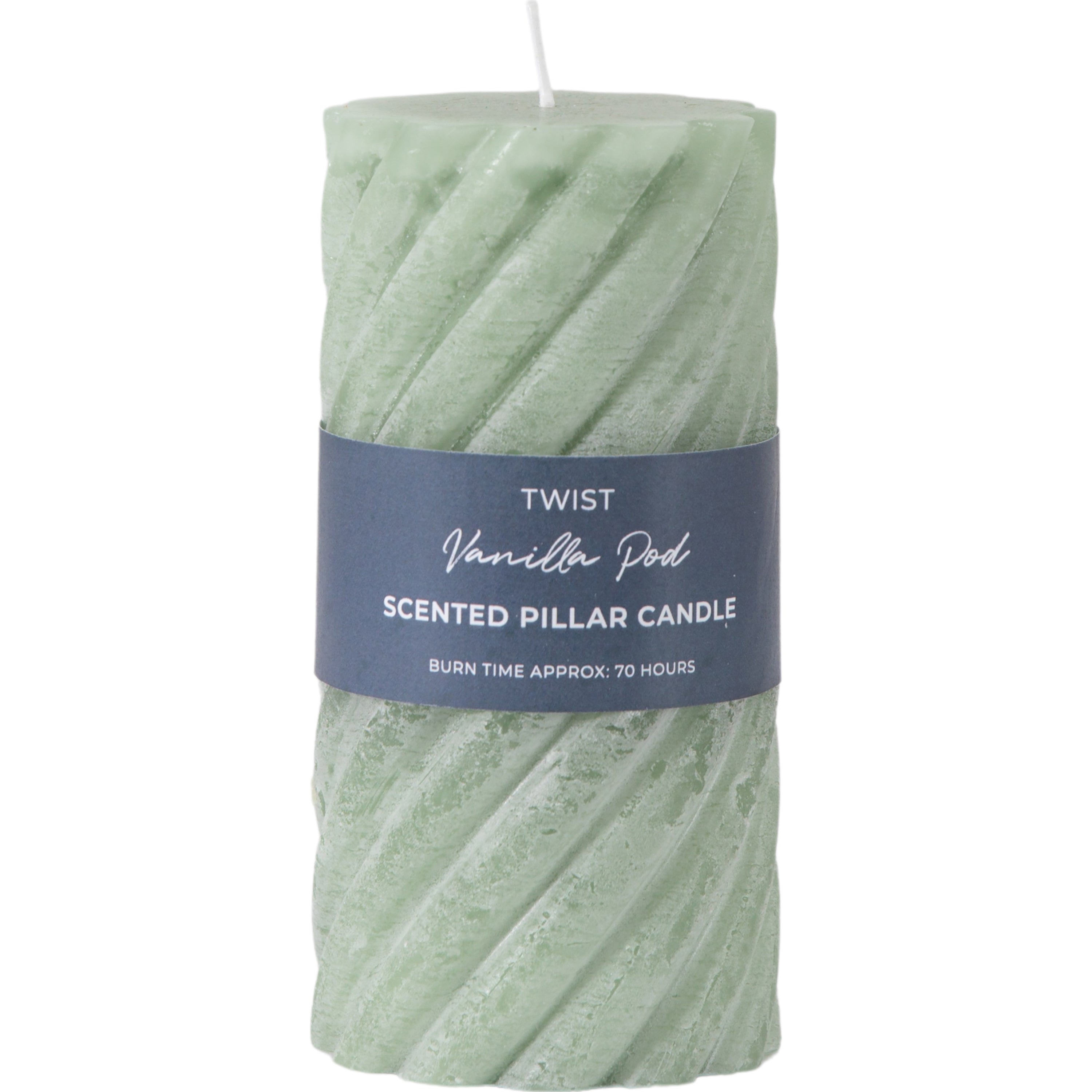 Vanilla Pillar Candle Twist Sage (2pk) - 3 Sizes