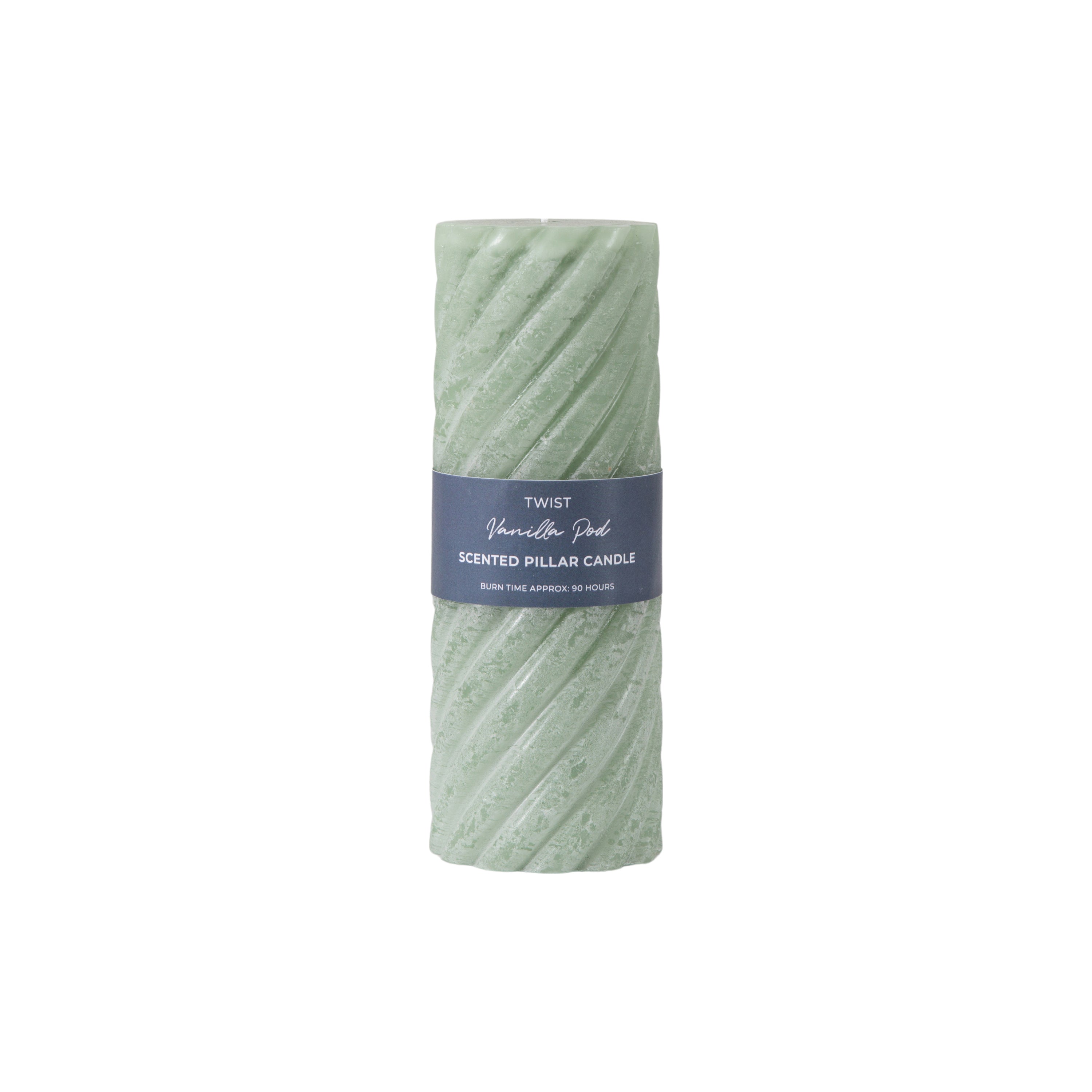 Vanilla Pillar Candle Twist Sage (2pk) - 3 Sizes