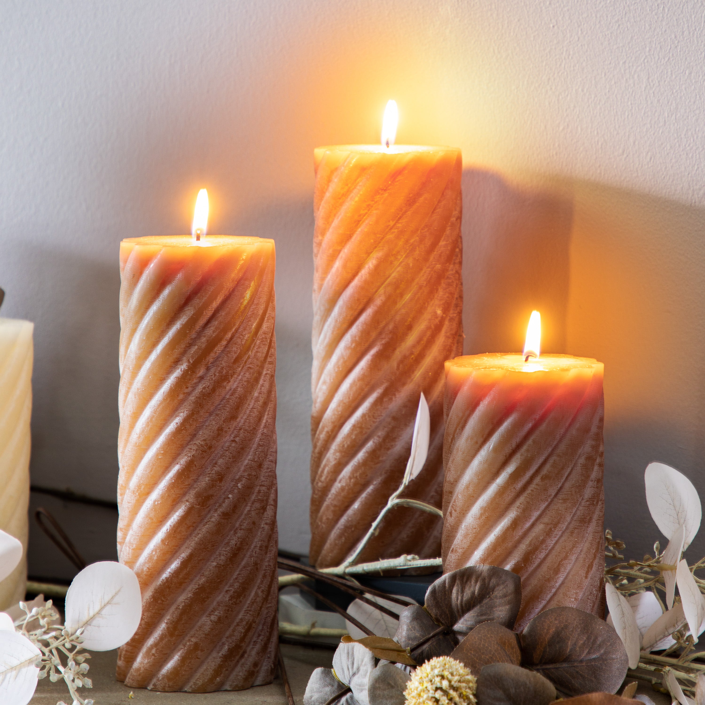 Vanilla Pillar Candle Twist Amber (2 Packs) - 3 Sizes