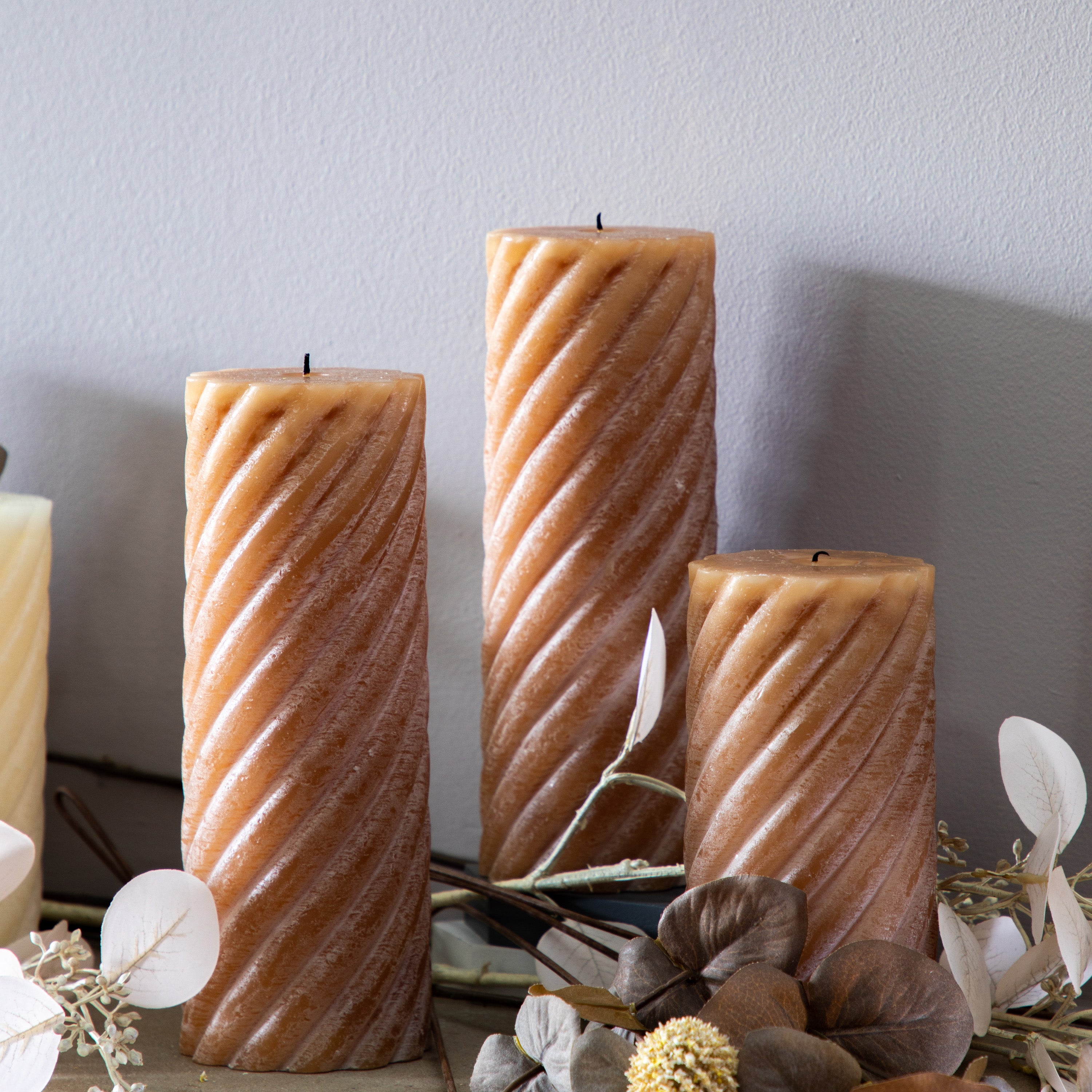 Vanilla Pillar Candle Twist Amber (2 Packs) - 3 Sizes