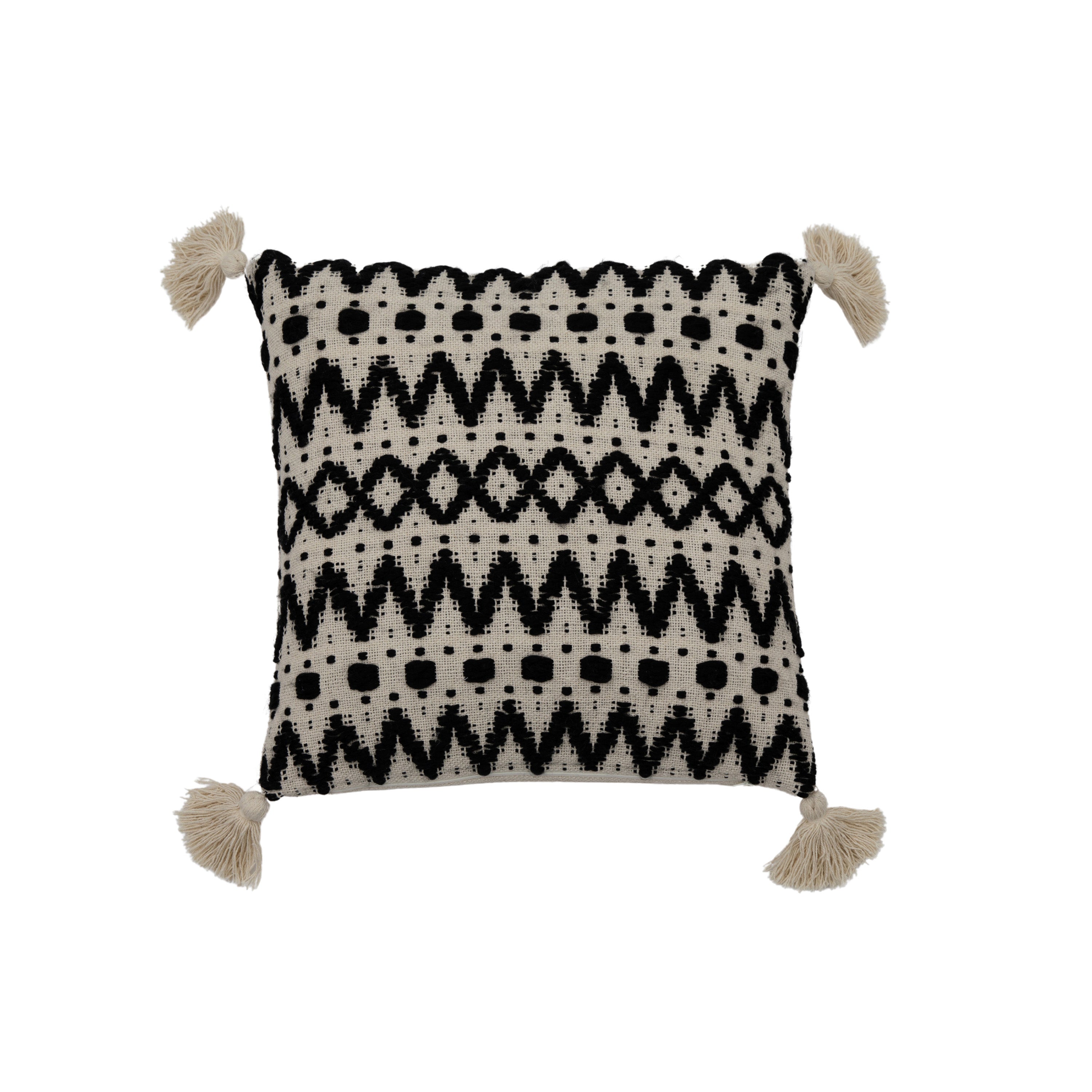 Black & Cream Tufted Cushion - 2 Sizes