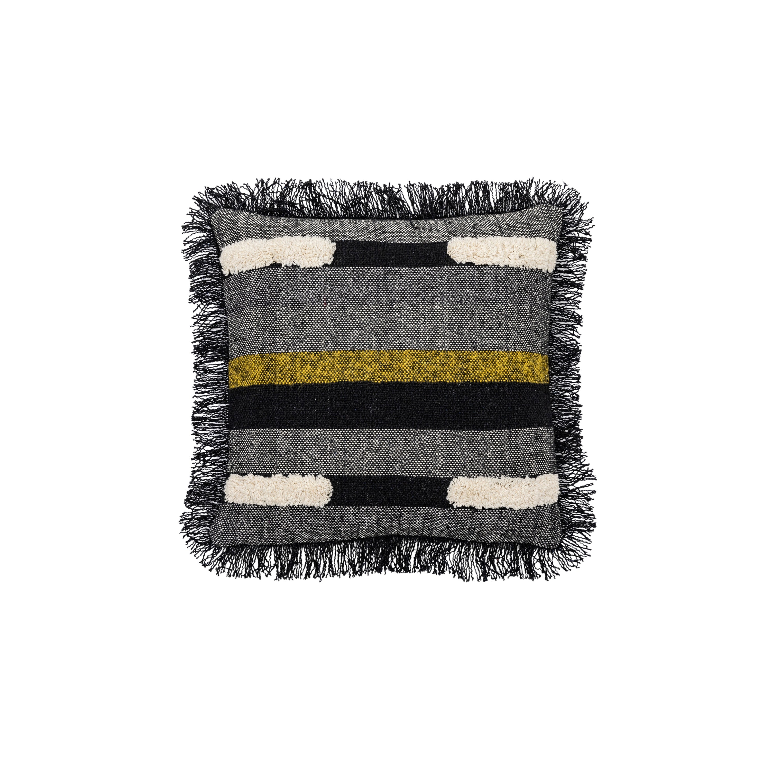 Tufted Blocks Cushion with Fringe 450x450mm