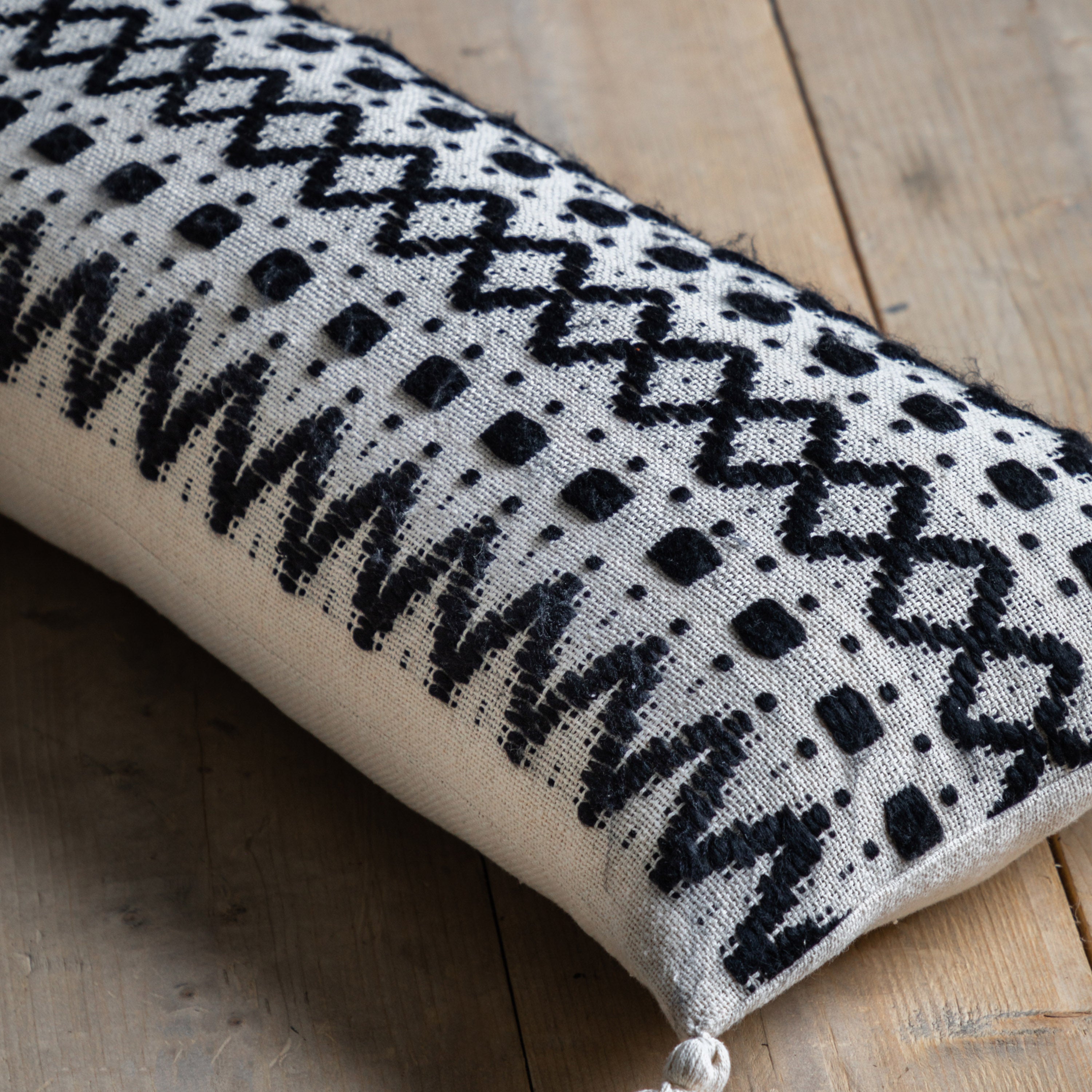 Black & Cream Tufted Cushion - 2 Sizes