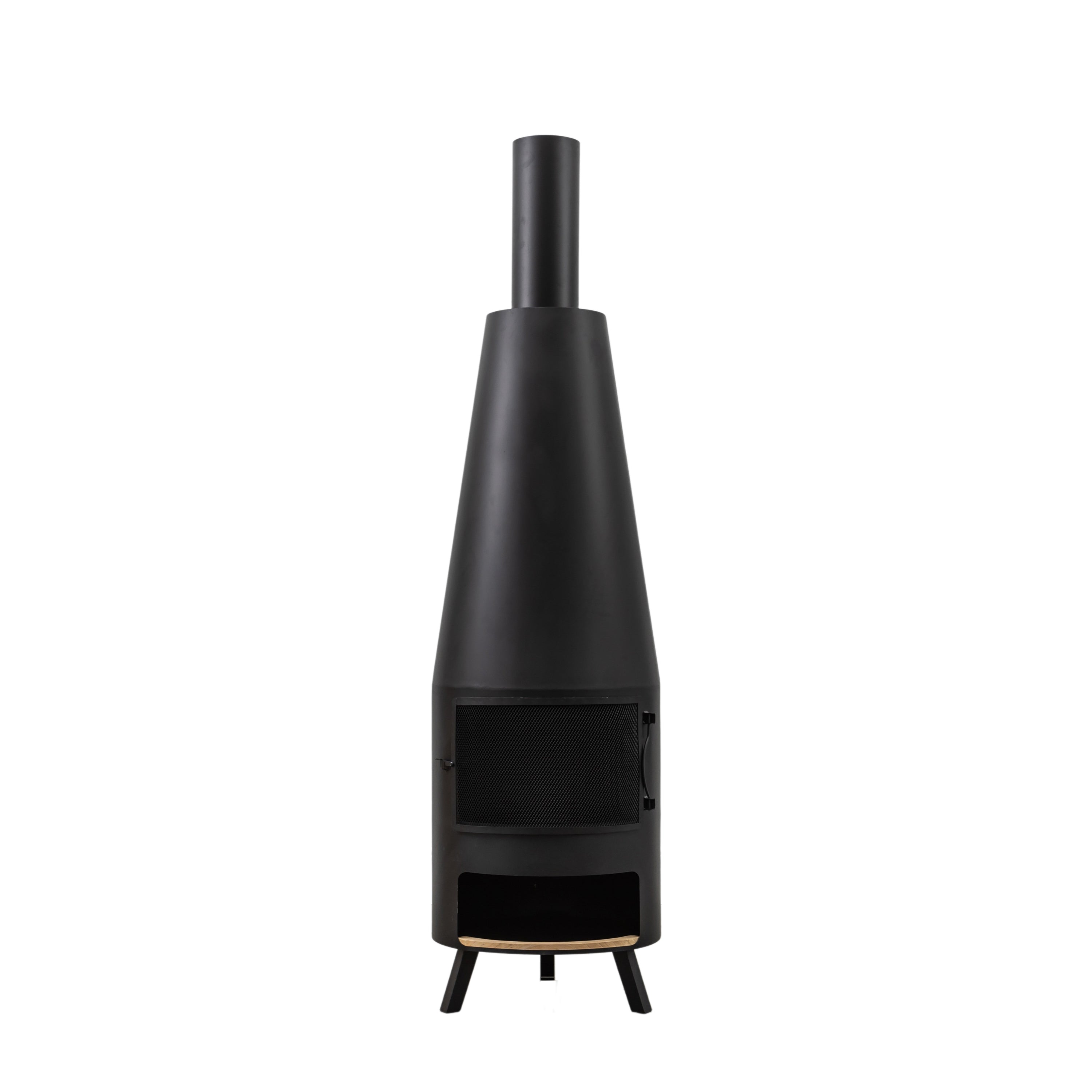 Black Chiminea with Pizza Shelf