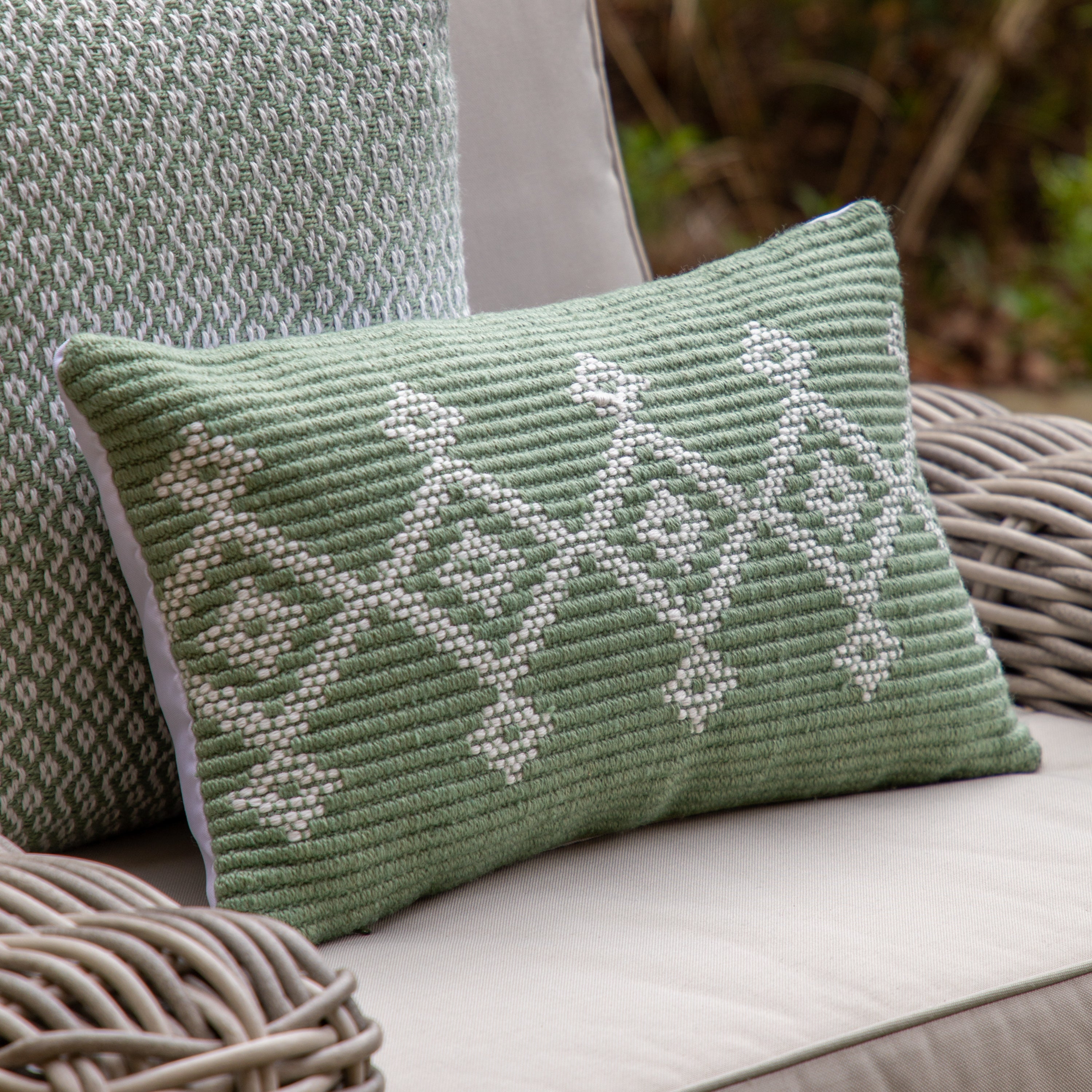 Thick Patterned Cushion Cover Sage - 3 Styles