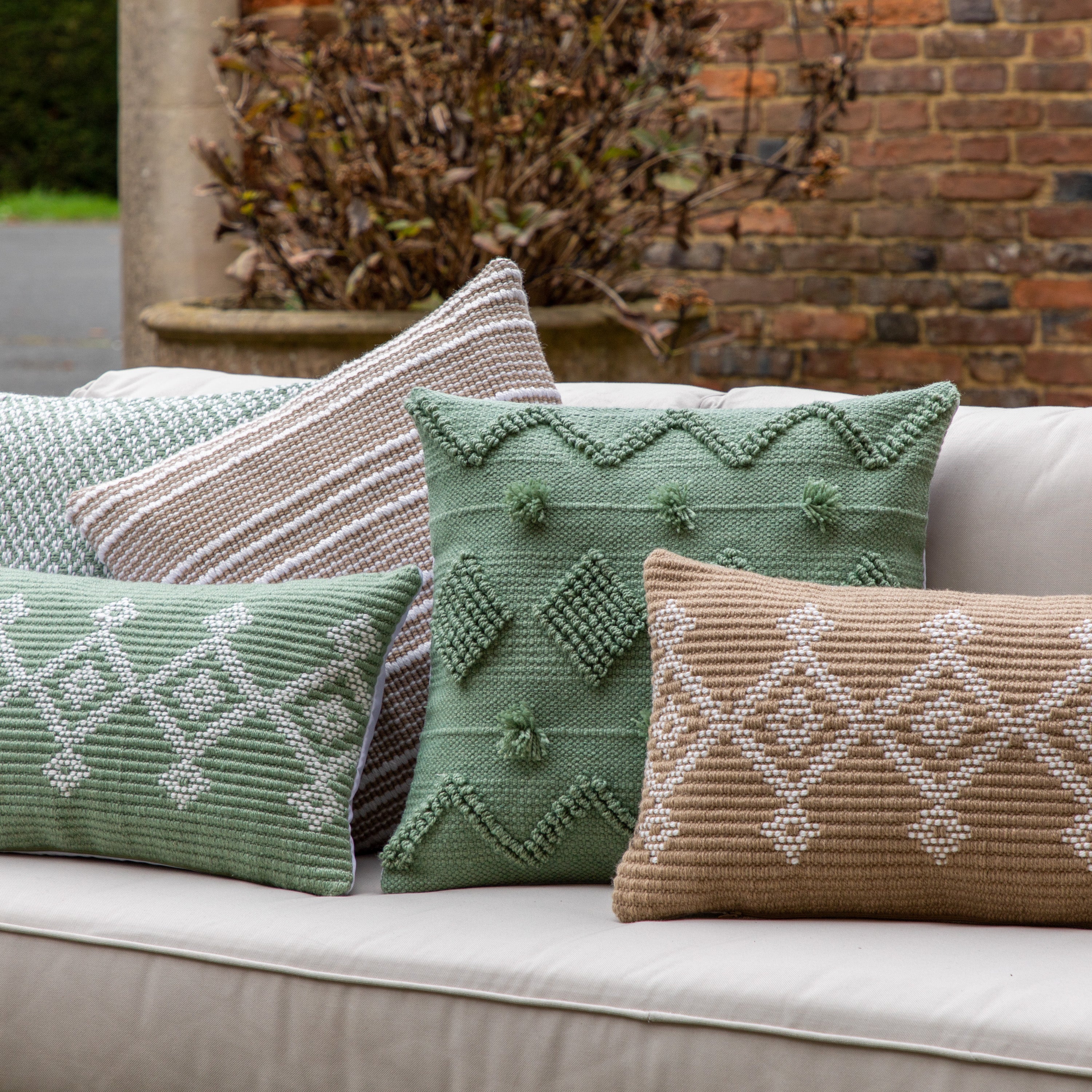 Thick Patterned Cushion Cover Sage - 3 Styles