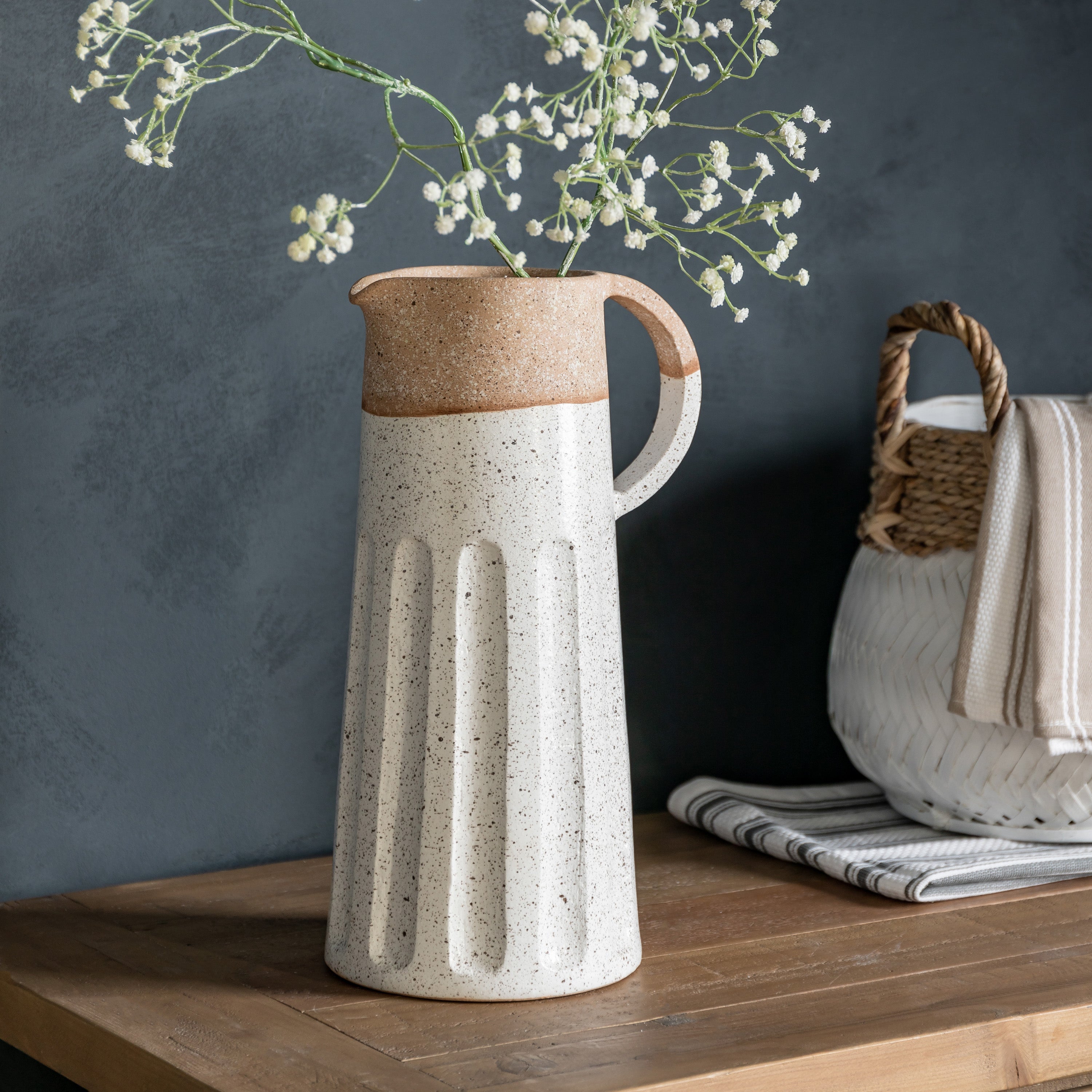 Mirano Pitcher Vase - White Natural