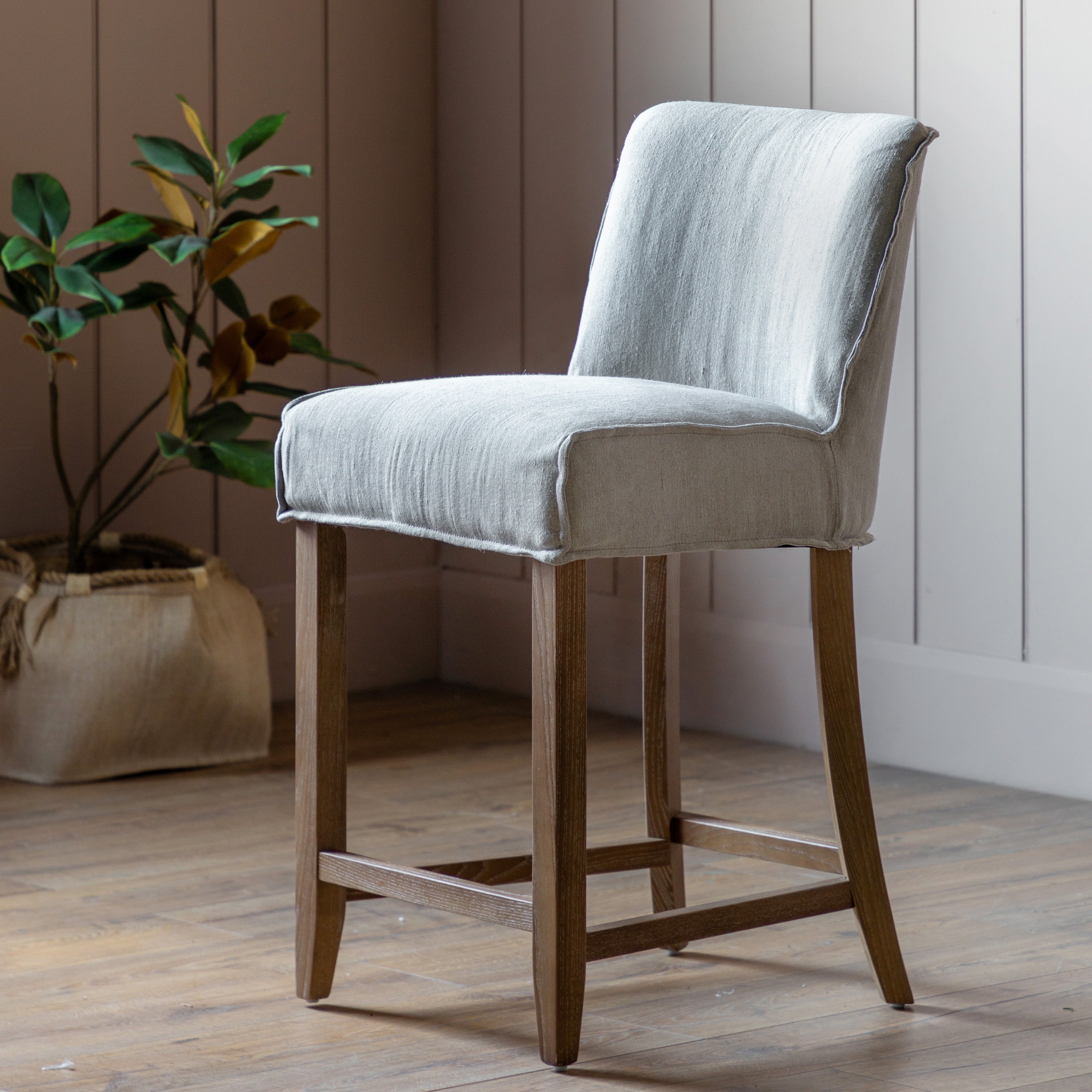 Tarnby Bar Stool Grey Linen (2pk)