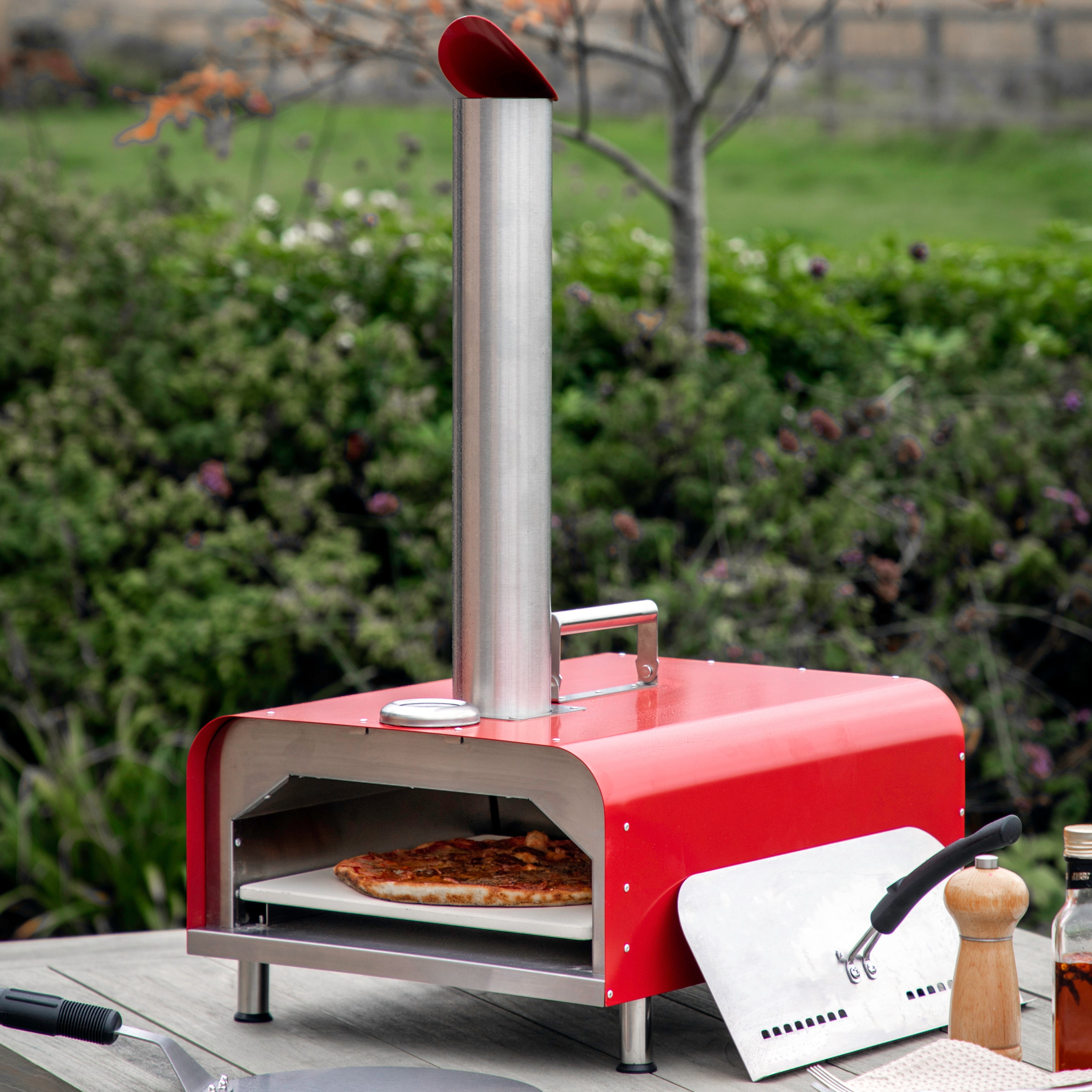 Red Pellet Pizza Oven