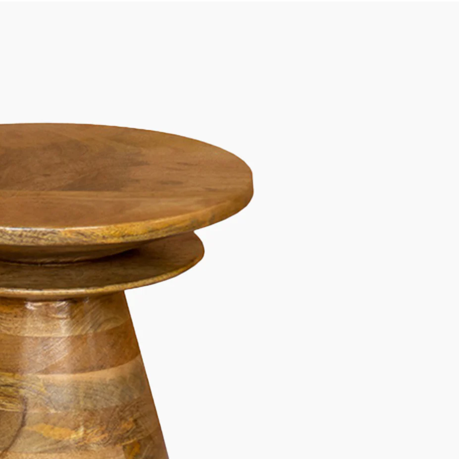 Natural Mango Wood Conical End Table