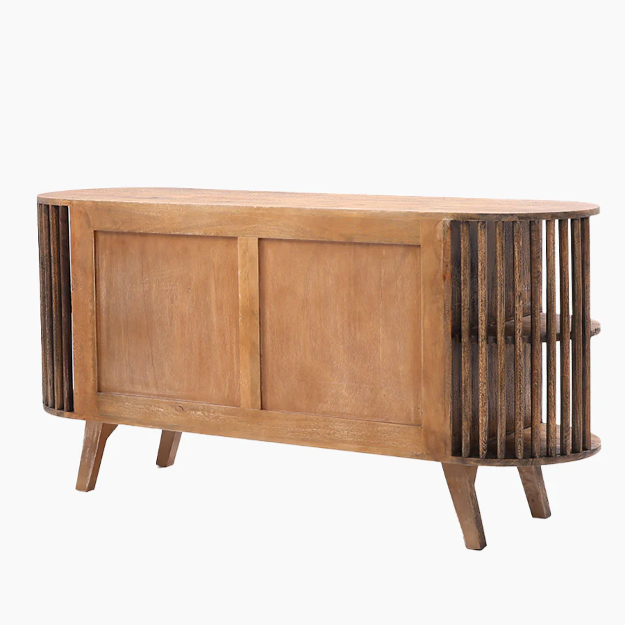 Polished Mango Wood Two-Door Cabinet