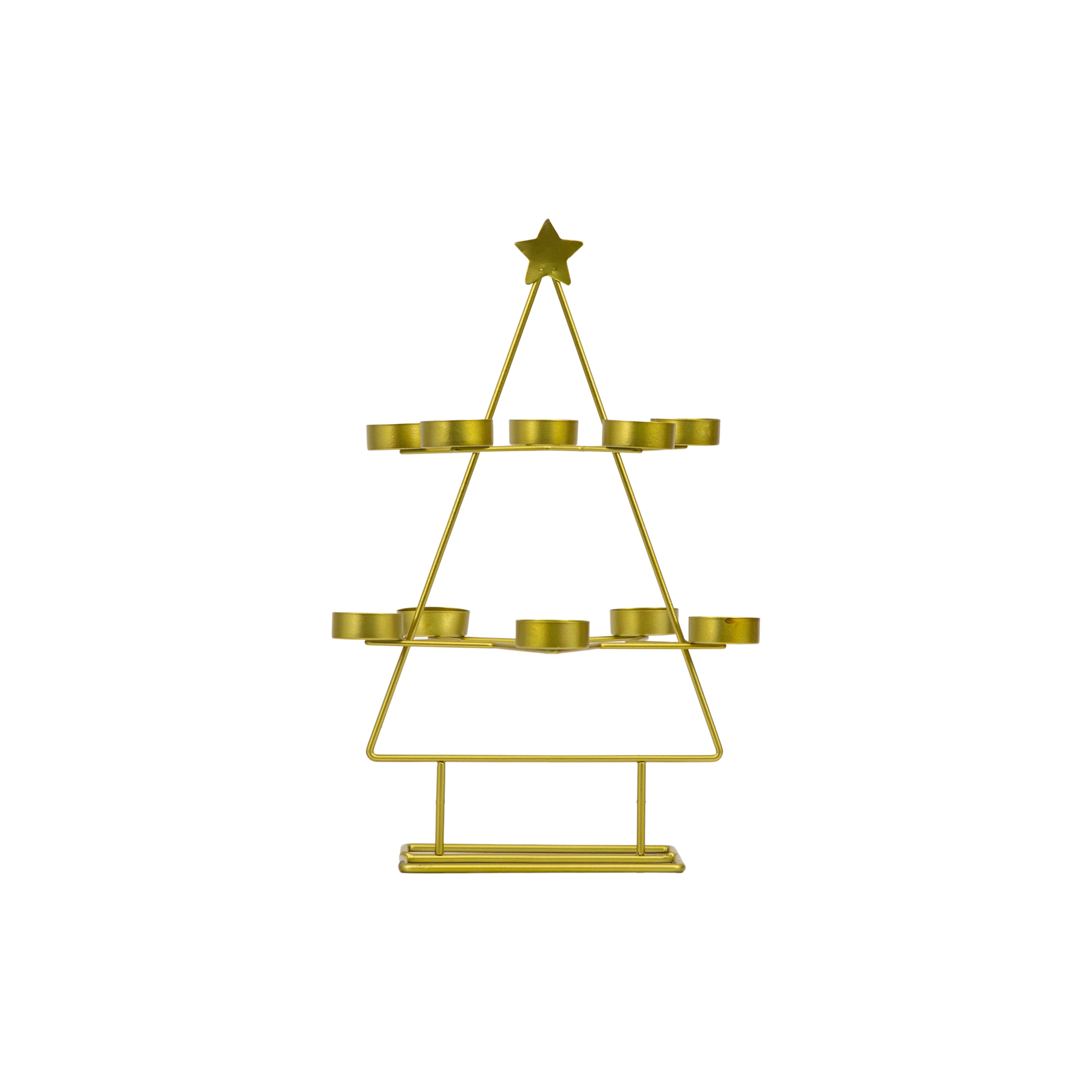 Xmas Tree Tealight Holder x10 - Black/Gold