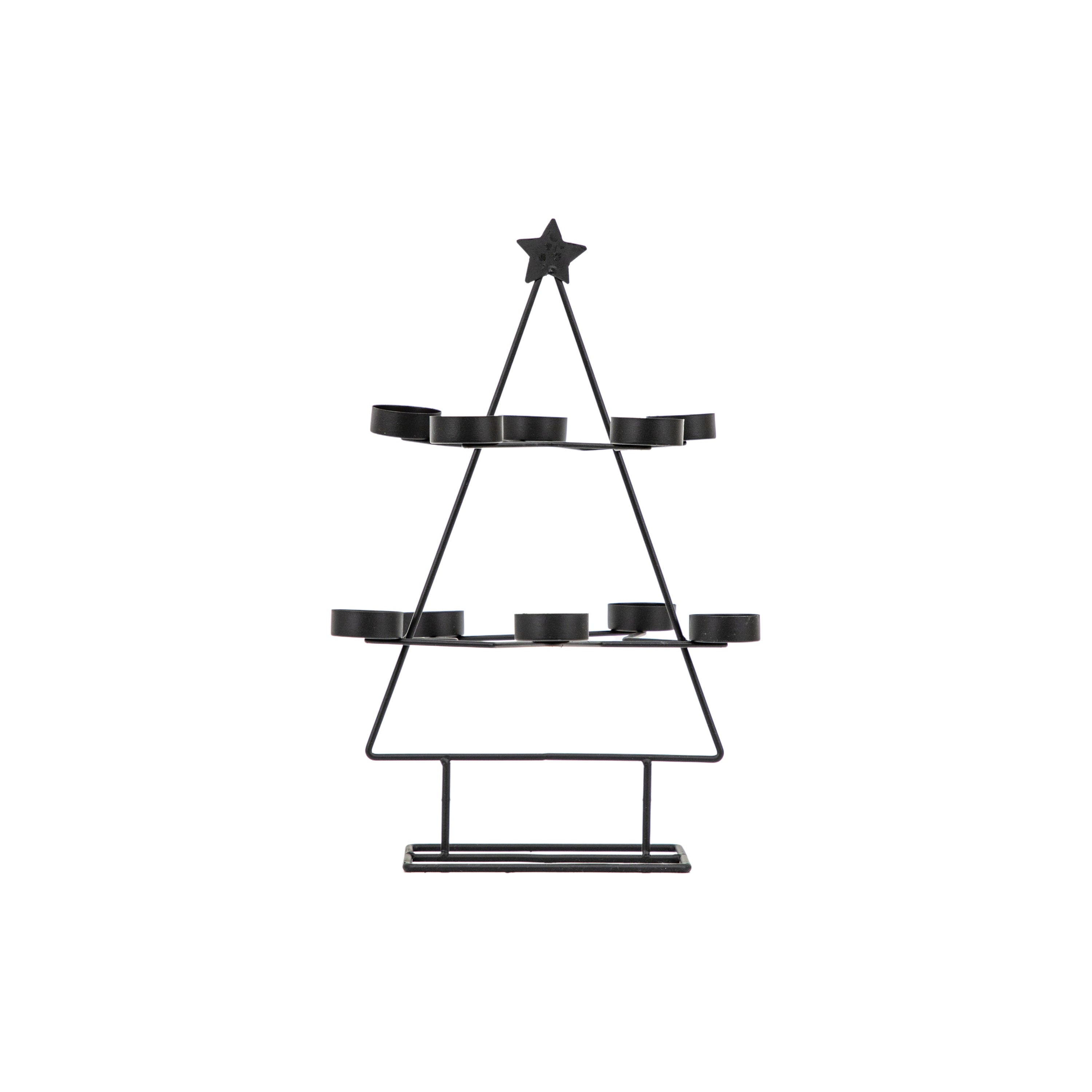 Xmas Tree Tealight Holder x10 - Black/Gold