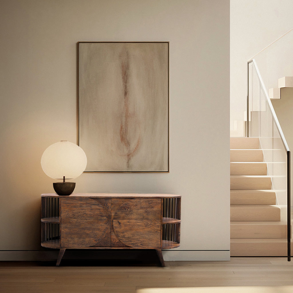 Polished Mango Wood Two-Door Cabinet