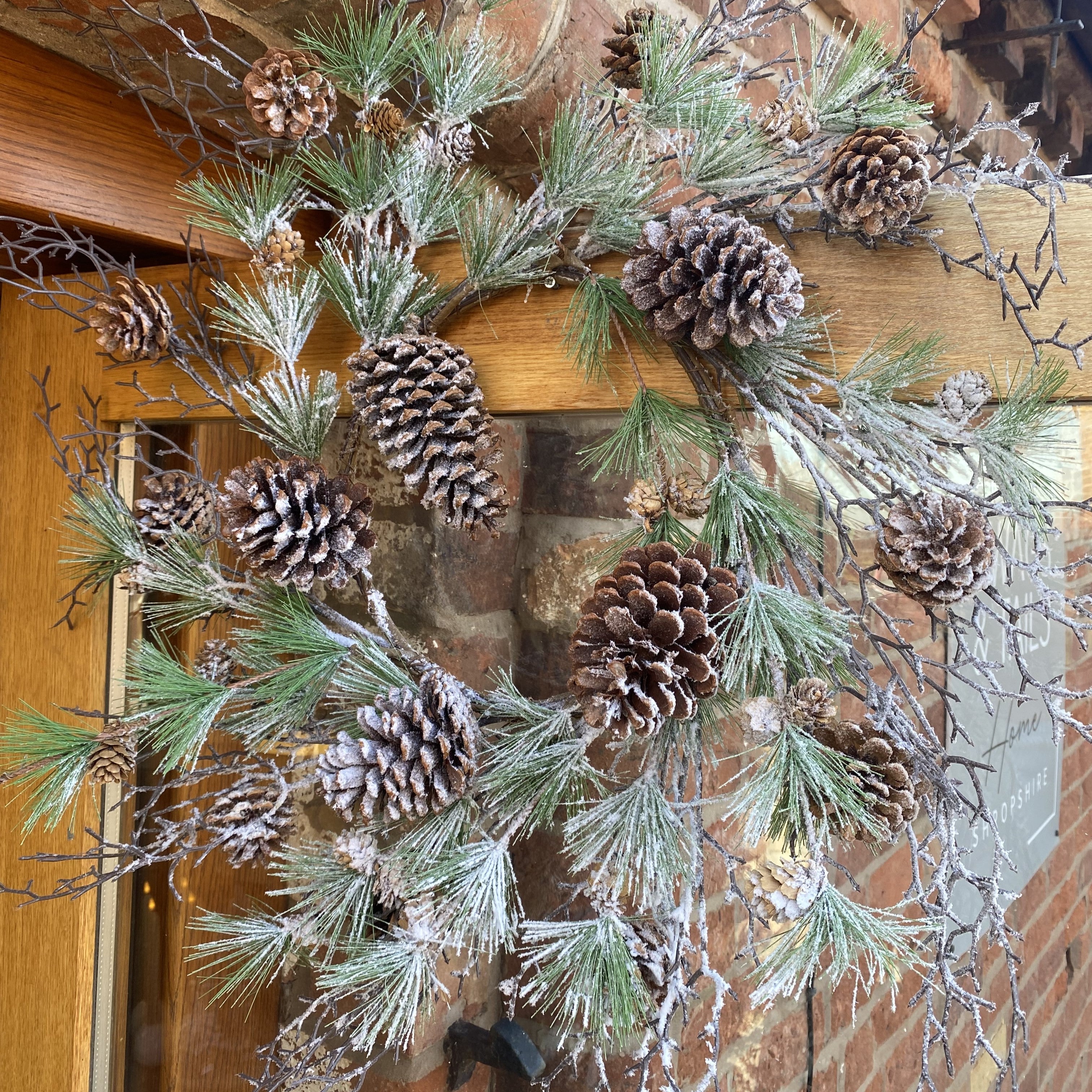 Seasonal Christmas Pinecone Frosted Wreath - 70cm