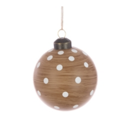 Wood Effect Glass Spot Bauble - 8cm