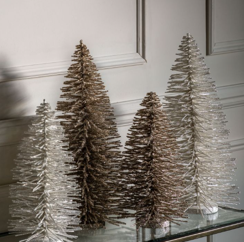 Glittered Brush Trees -2 colours and 2 sizes.