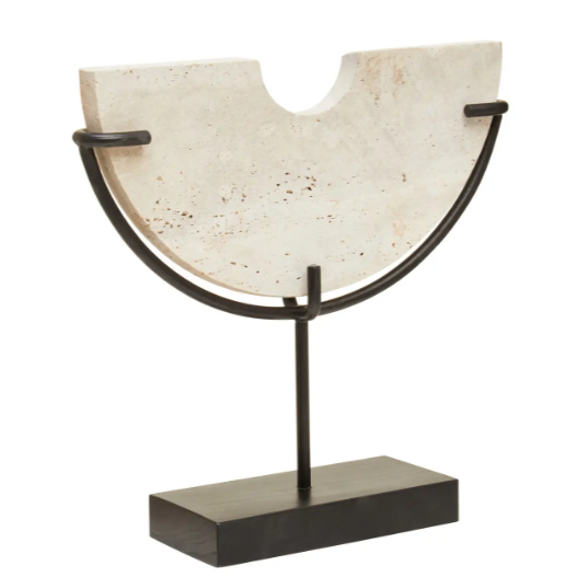 Travertine Half Circle Sculpture