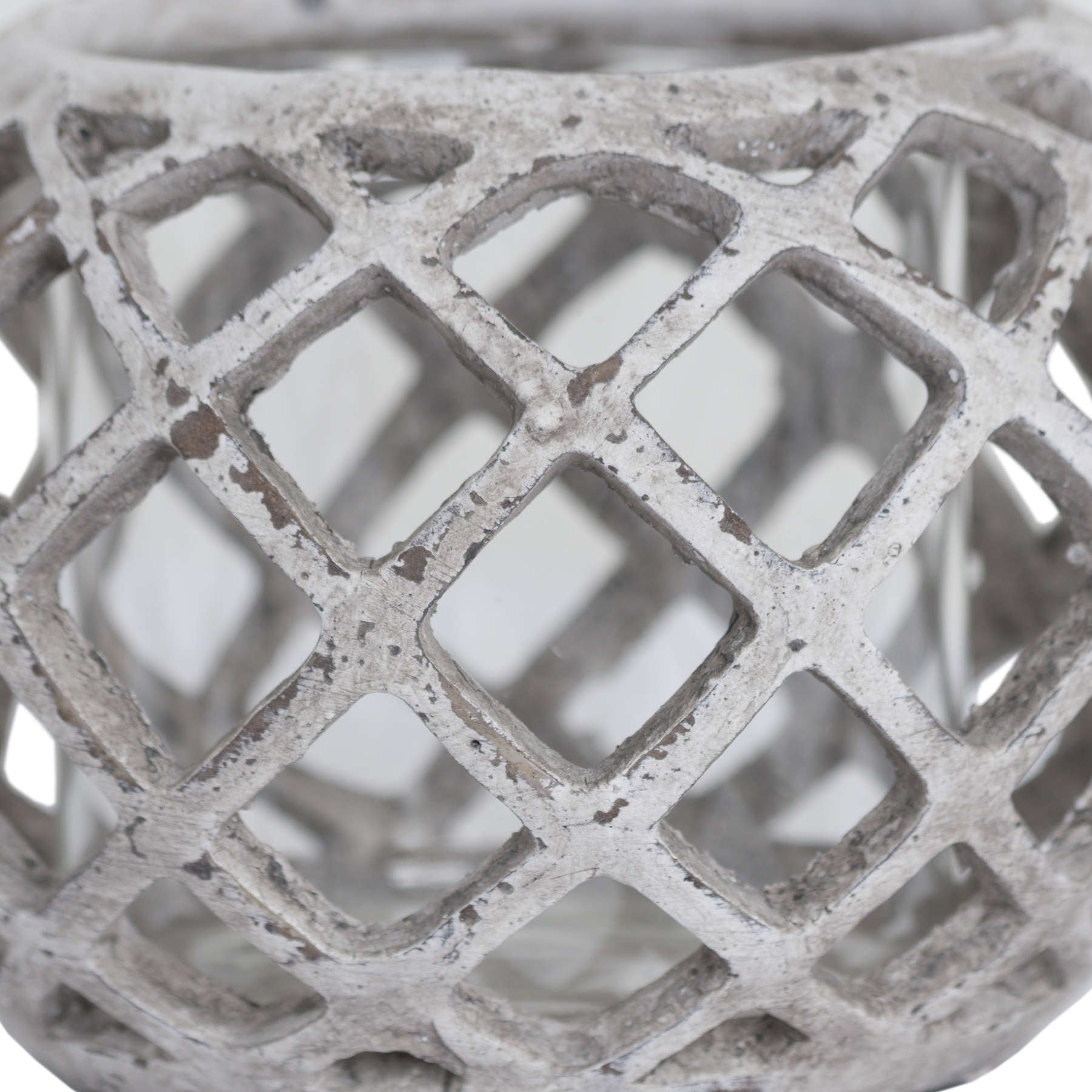 Round Ceramic Lattice Hurricane Lantern - 2 Sizes