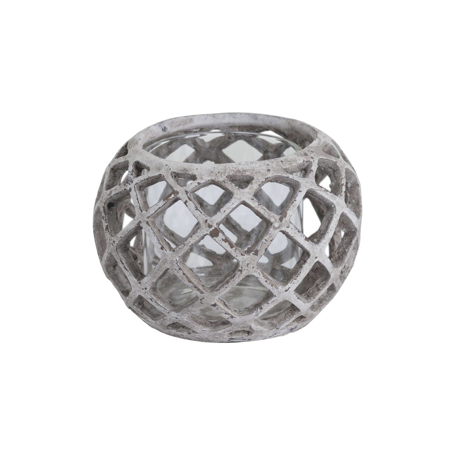 Round Ceramic Lattice Hurricane Lantern - 2 Sizes