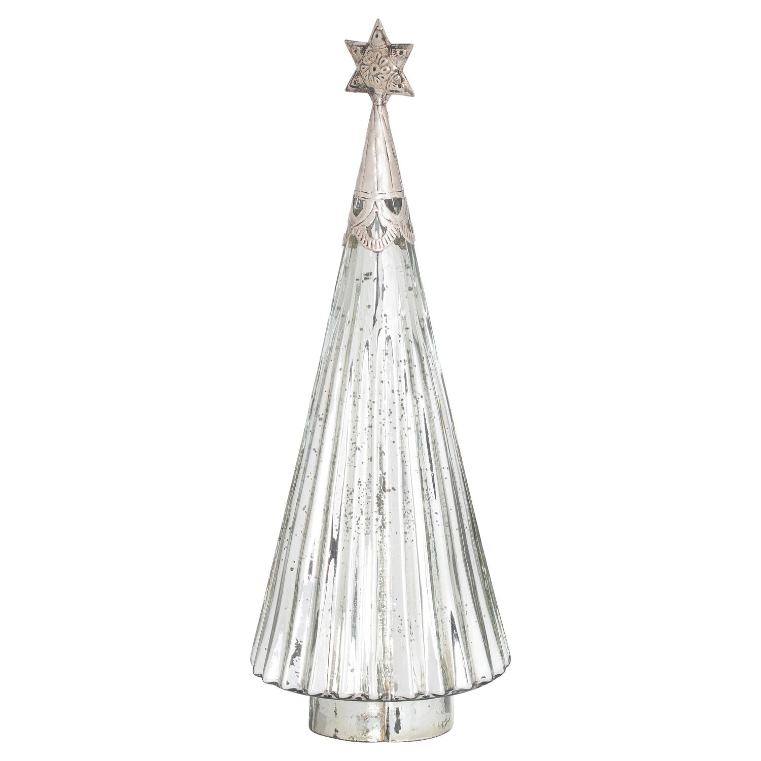 The Noel Collection Star Topped Glass Decorative Tree - Large/Small