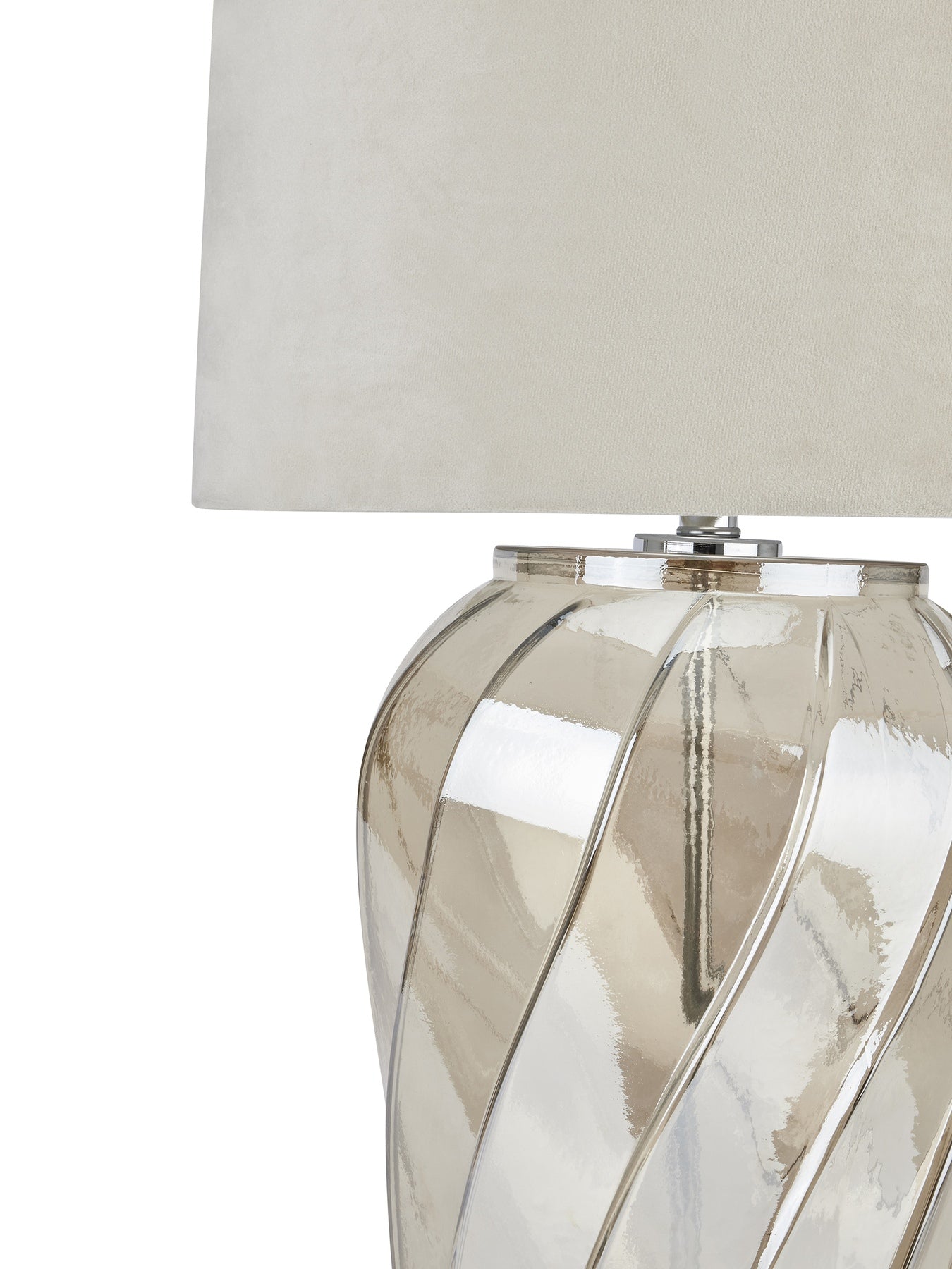 Emissary Metallic Glass Lamp With Velvet Shade