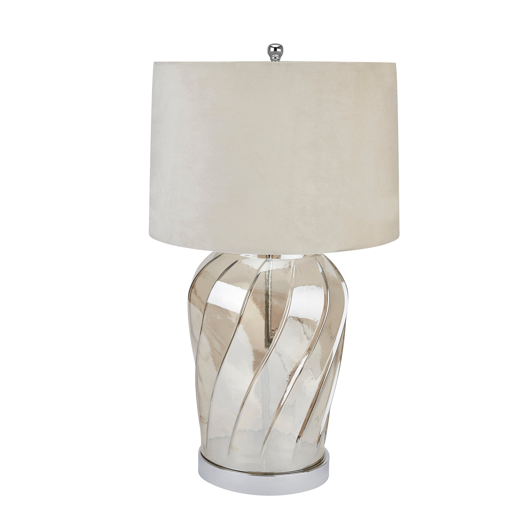 Emissary Metallic Glass Lamp With Velvet Shade