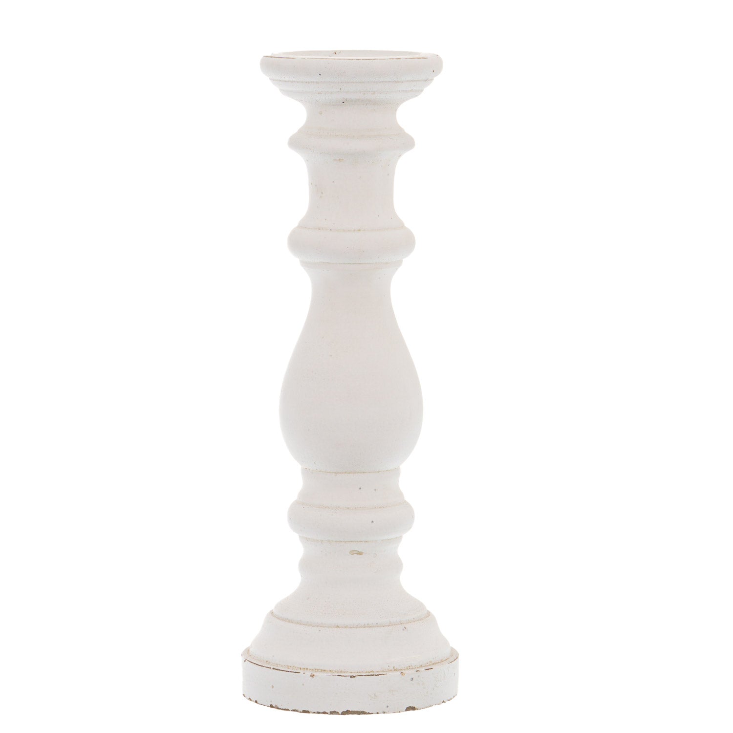 Matt White Ceramic Column Candle Holder - 3 Sizes