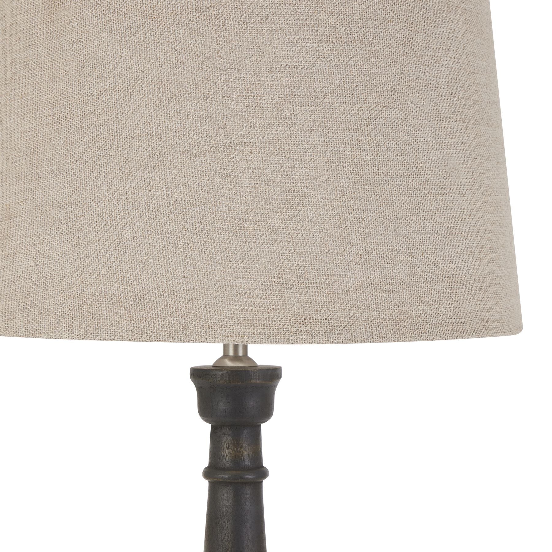 Celaney Grey Bead Candlestick Lamp With Linen Shade