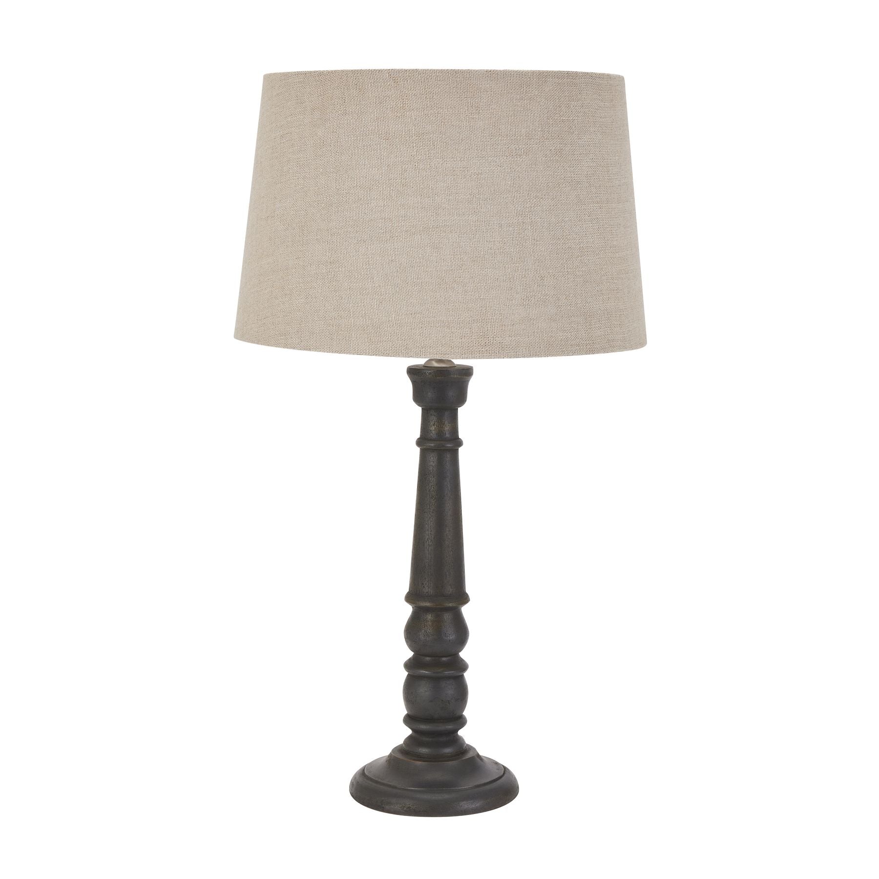 Celaney Grey Bead Candlestick Lamp With Linen Shade