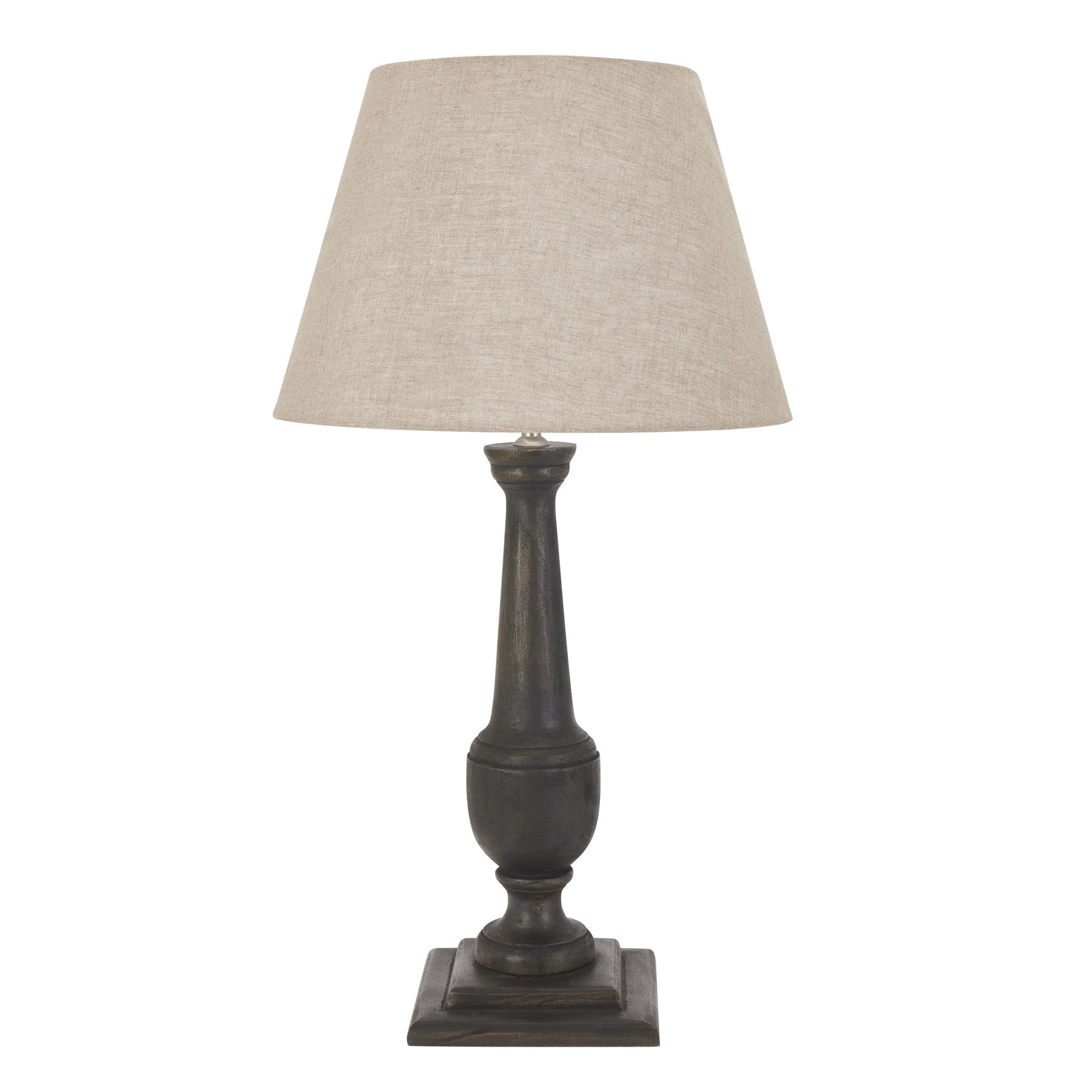 Celaney Grey Goblet Candlestick Lamp With Linen Shade