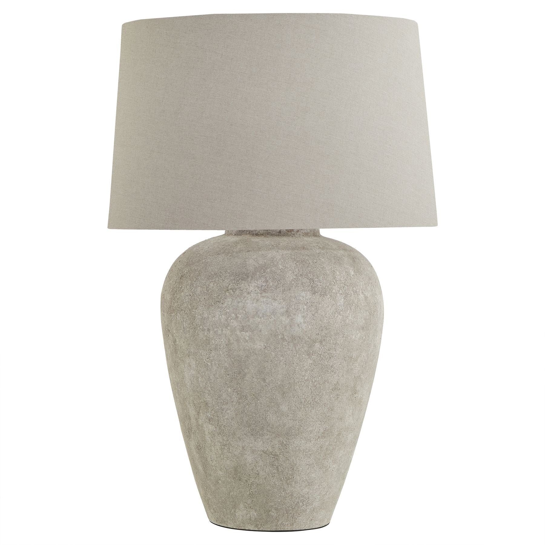 Valentina Aged Stone Tall Table Lamp With Linen Shade