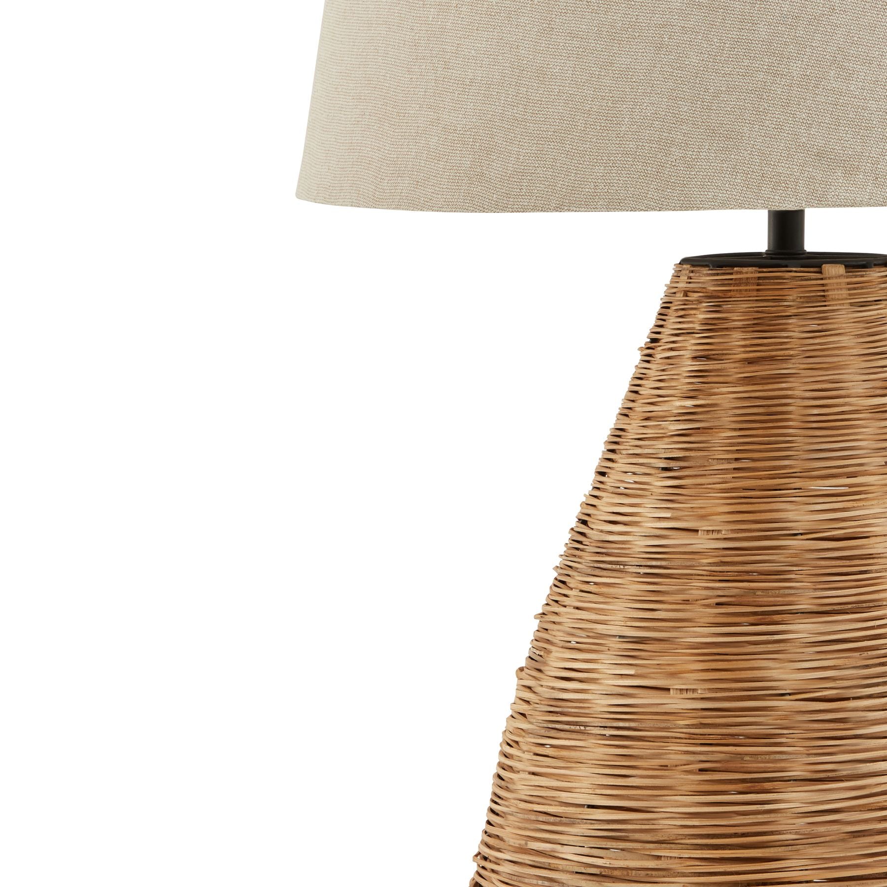 Conicle Wicker Table Lamp With Linen Shade